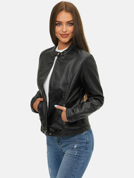 Női Bőrdzseki Fekete OZONEE JS/11Z8008