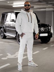 Férfi melegítő szett velúr fehér OZONEE O/3C390