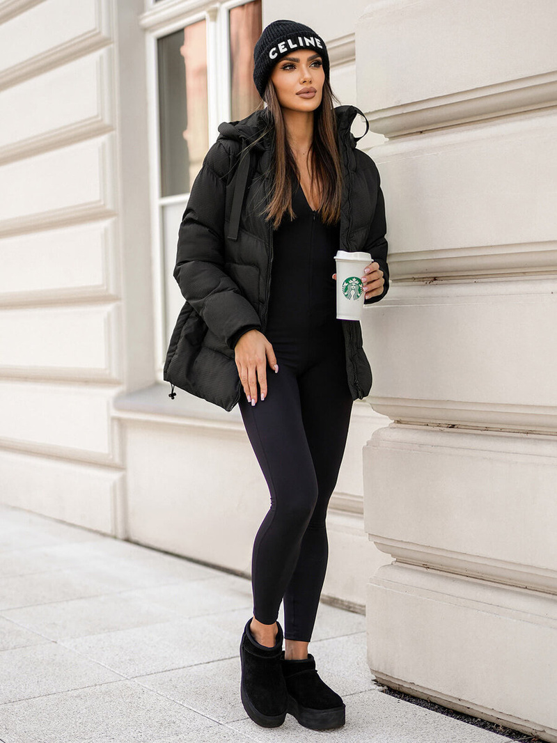 Női téli kabát fekete OZONEE JS/5M3251/392Z