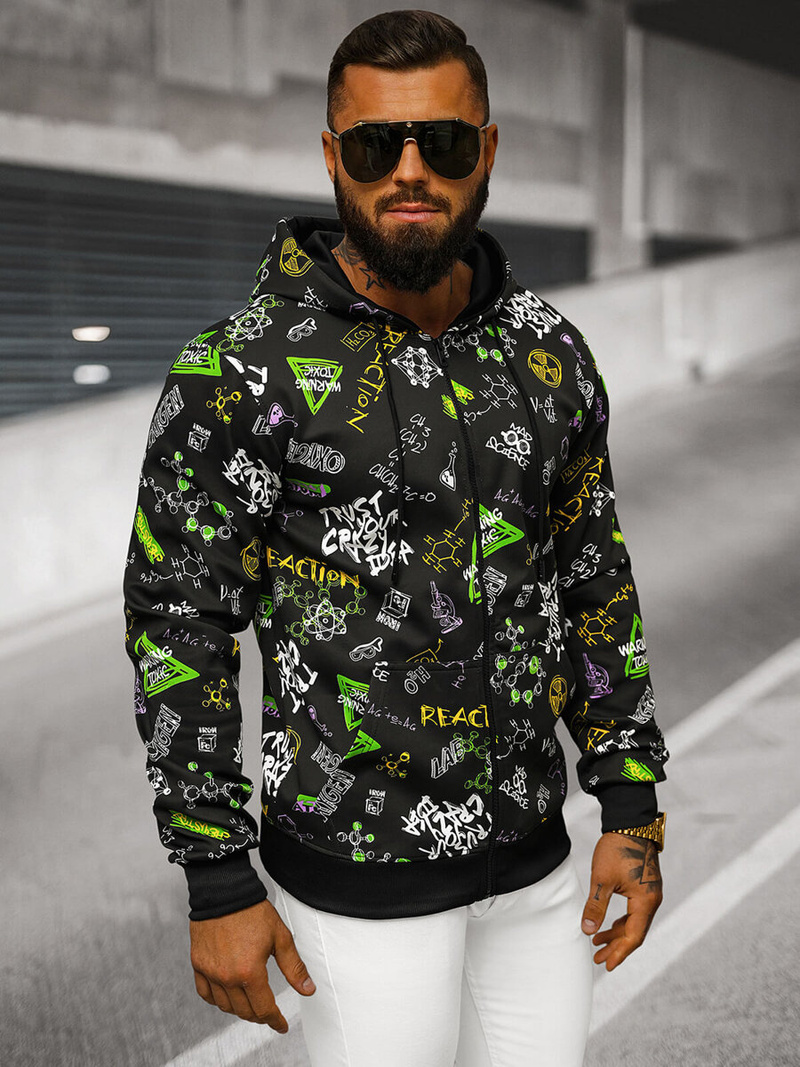 Férfi kapucnis pulóver fekete OZONEE JS/8B1186/3