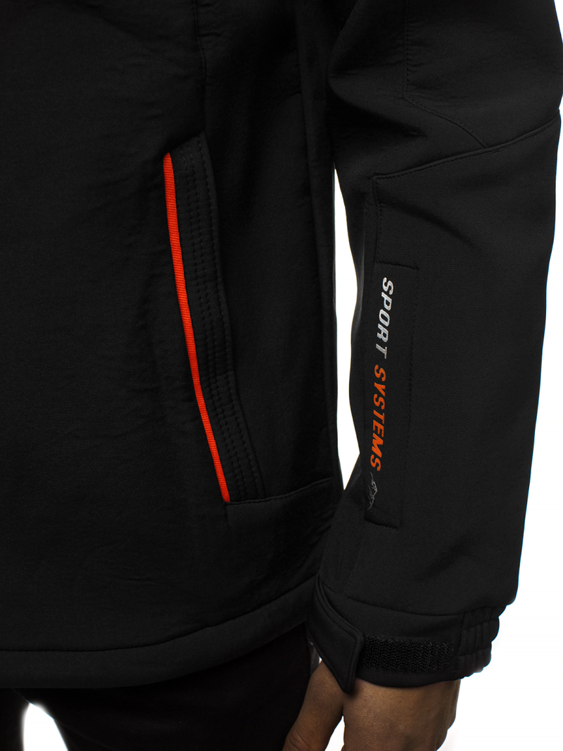 Férfi kapucnis softshell kabát fekete-narancs OZONEE GE/12259Z