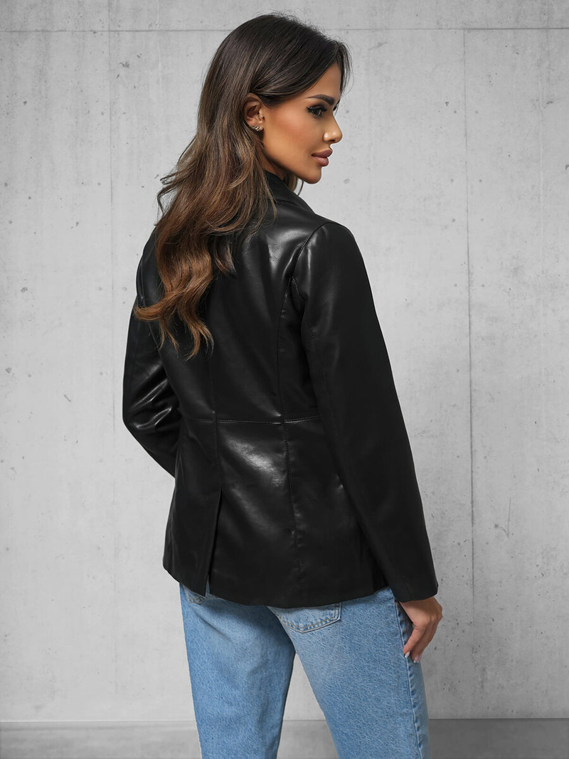 Női Bőrdzseki Fekete OZONEE JS/11Z8121