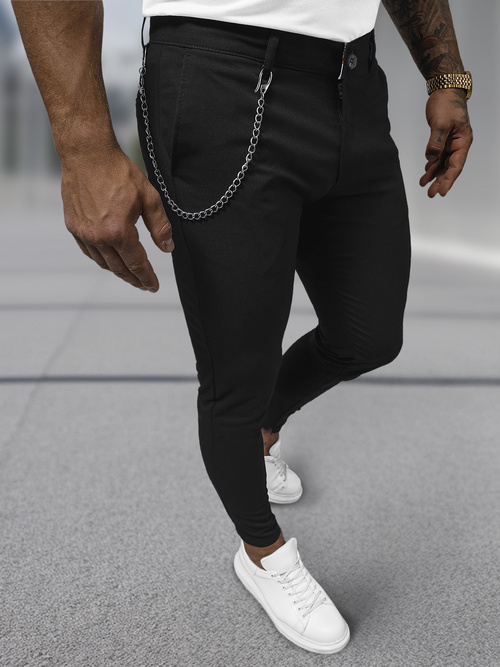 Férfi chino nadrág fekete OZONEE DJ/3300