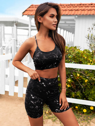 Kétrészes női tréning szett fekete OZONEE O/XL015/1Z