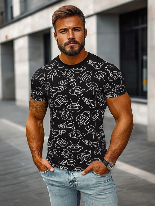 Férfi Póló Fekete OZONEE JS/8T1197/3Z