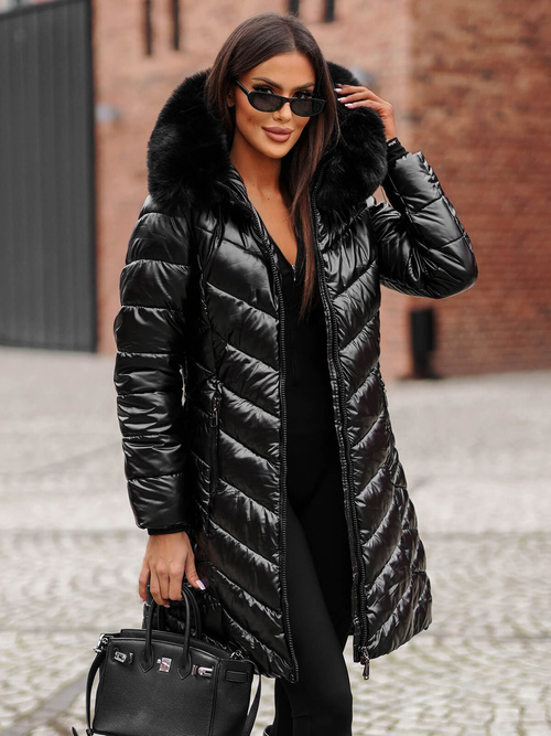 Női téli kabát fekete OZONEE JS/16M9100/392Z