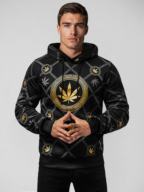 Férfi kapucnis pulóver fekete OZONEE O/B267