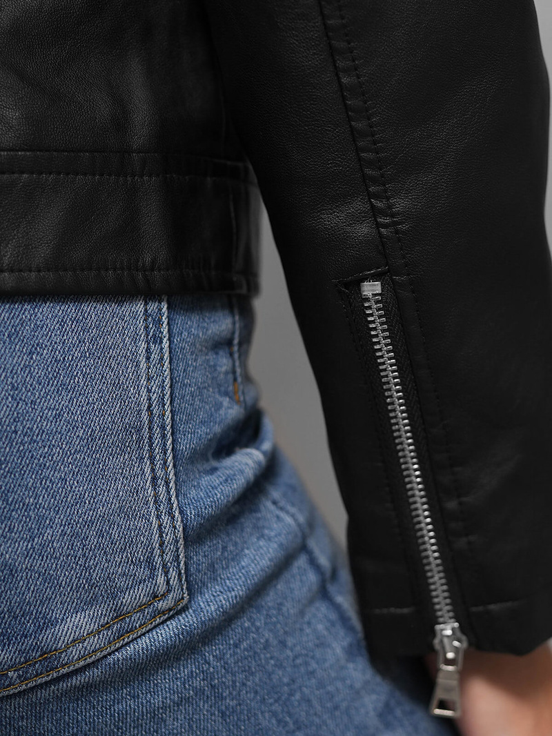 Női Bőrdzseki Fekete OZONEE JS/11Z8060