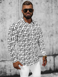 Férfi Ing fehér–fekete OZONEE E/9000/1Z