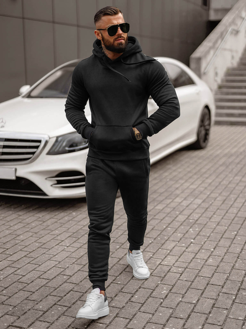 Férfi melegítő együttes Fekete OZONEE JS/68C10381/3Z