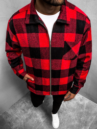 Férfi kockás ing kabát piros OZONEE O/DR2021