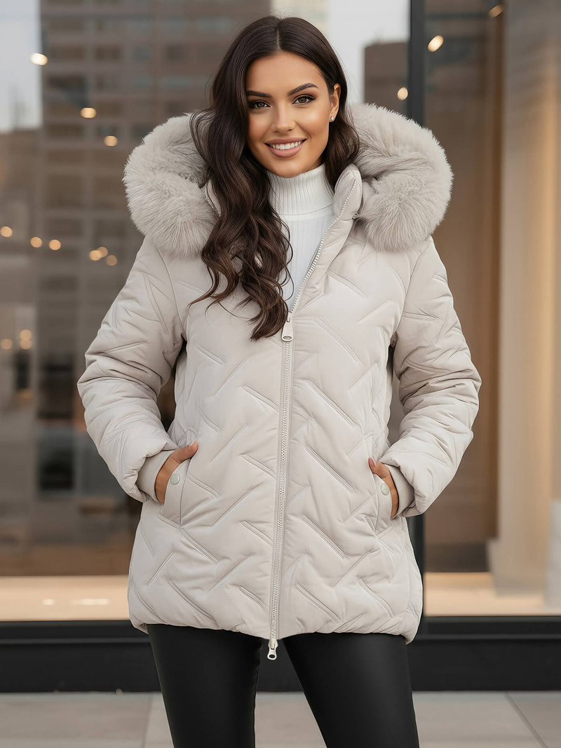 Női téli kabát Világos-Szürke OZONEE JS/16M9296/280Z