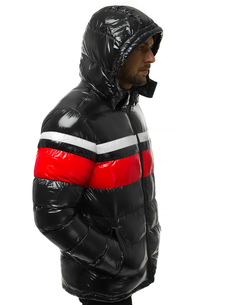 Férfi steppelt téli kabát fekete OZONEE N/6463