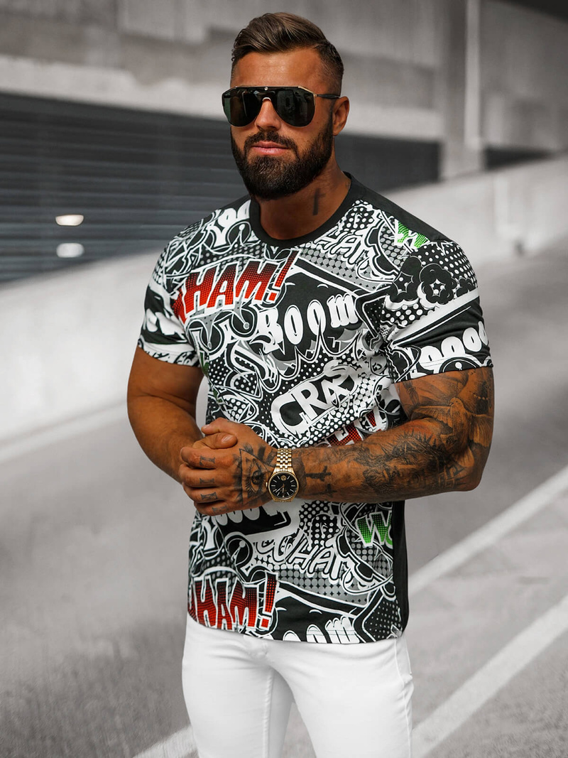 Férfi Póló Fekete OZONEE O/T137/3