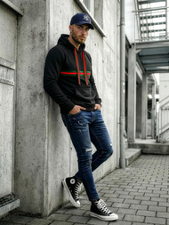 Férfi kapucnis felső fekete OZONEE JS/8B1735/3Z