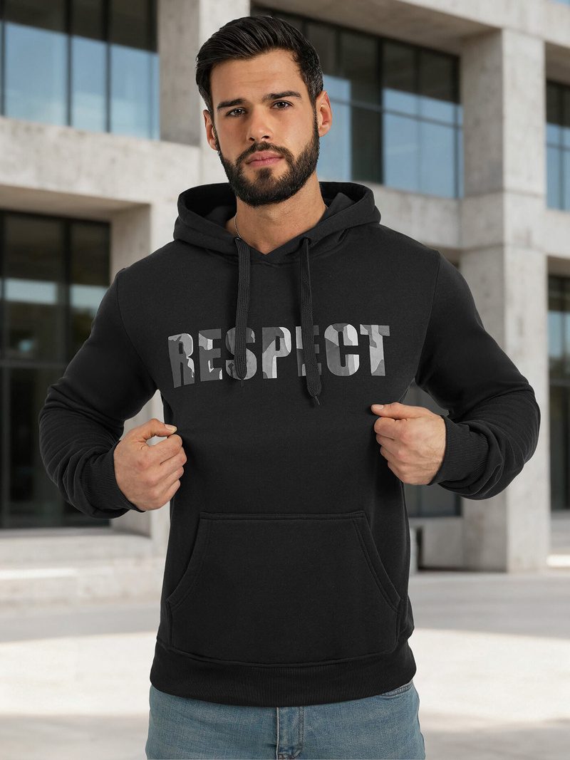 Férfi kapucnis felső fekete OZONEE JS/8B1759/3