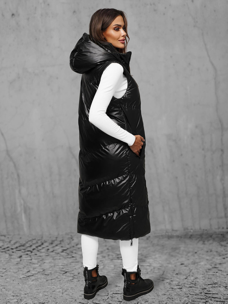 Női Hosszú Mellény Fekete OZONEE JS/5M3183/392