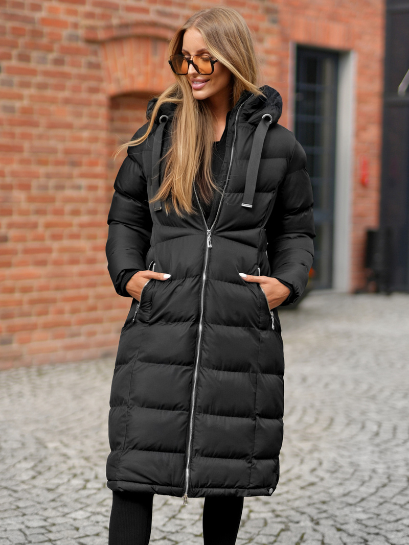 Női téli kabát fekete OZONEE JS/M736/392Z