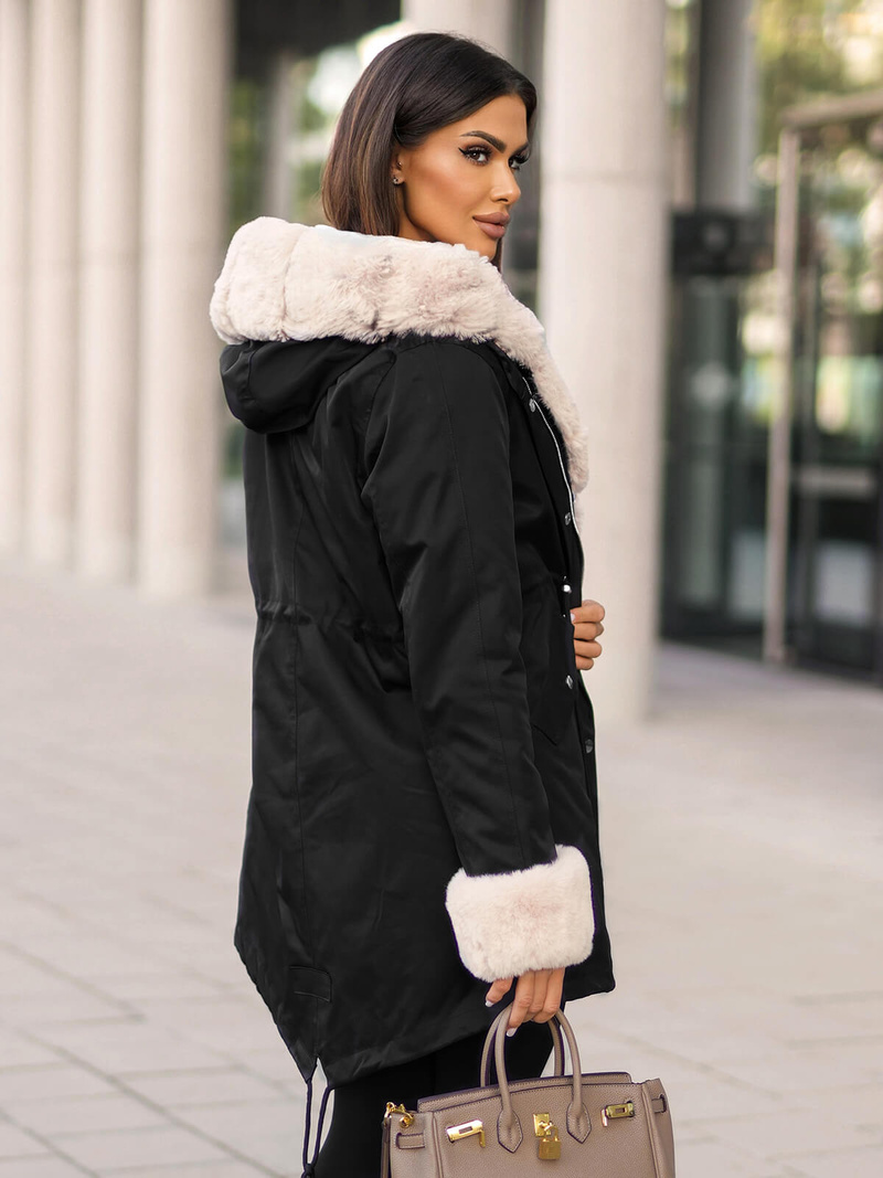 Női téli kabát Fekete OZONEE JS/M763/392Z