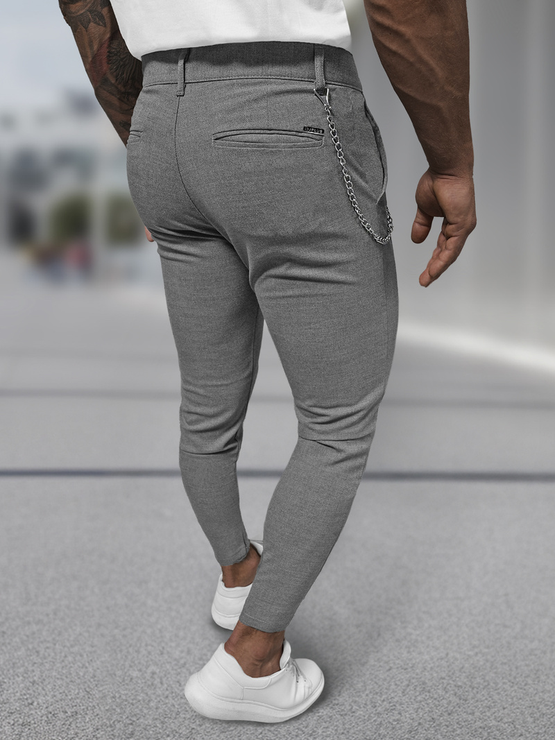 Férfi chino nadrág sötét-szürke OZONEE DJ/3300