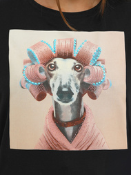 Női polo fekete-rózsaszín OZONEE JS/YJ77726