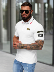 Férfi galléros póló fehér OZONEE NB/MT3144