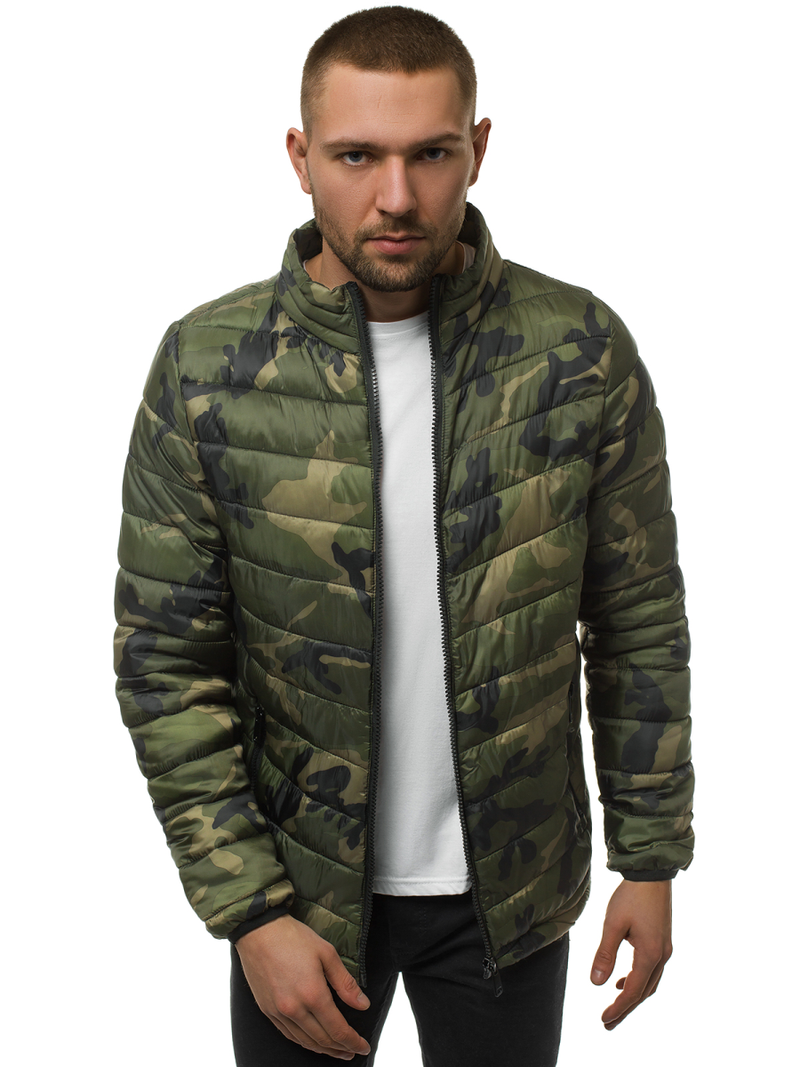 Férfi átmeneti kabát zöld-terepmintás OZONEE JS/SM80Z