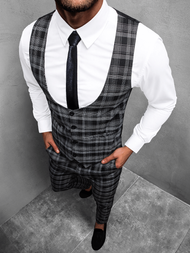 Férfi szett - mellény és chino nadrág Fekete OZONEE DJ/5601