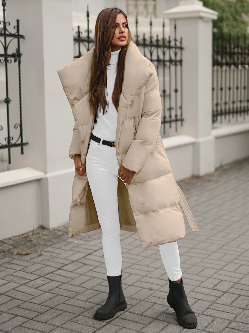 Női téli kabát bézs OZONEE JS/M737/62Z