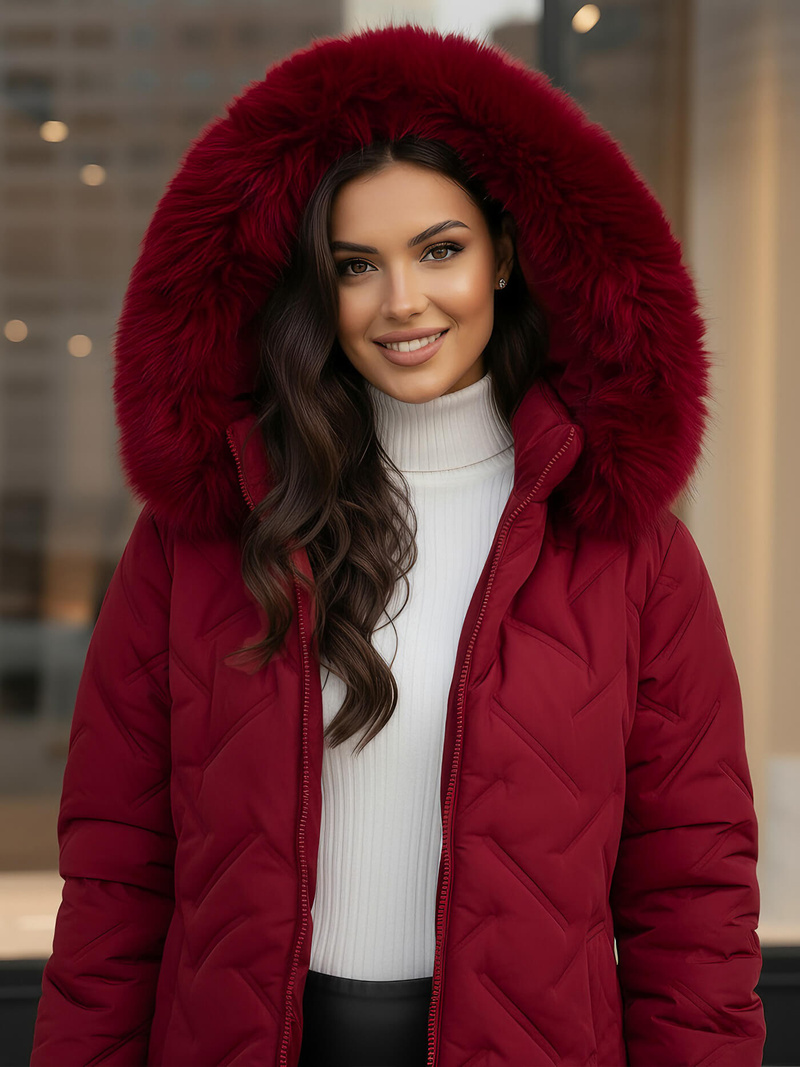 Női téli kabát bordó OZONEE JS/16M9296/06Z