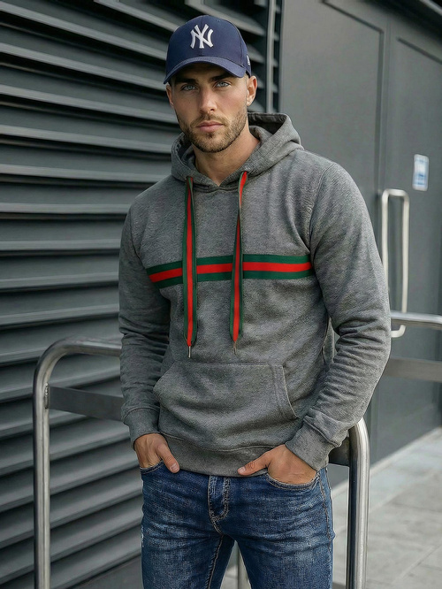 Férfi kapucnis felső grafit OZONEE JS/8B1735/5Z