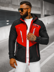 Férfi kapucnis softshell kabát fekete-piros OZONEE JS/HH022/1C