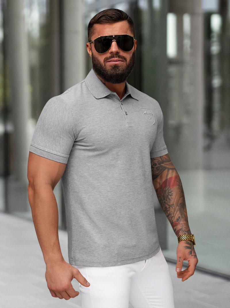 Férfi galléros póló szürke OZONEE NB/MT3142