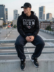 Férfi kapucnis felső fekete OZONEE JS/8B1737/3Z