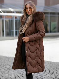 Női téli kabát csokoládé OZONEE JS/5M3229/158