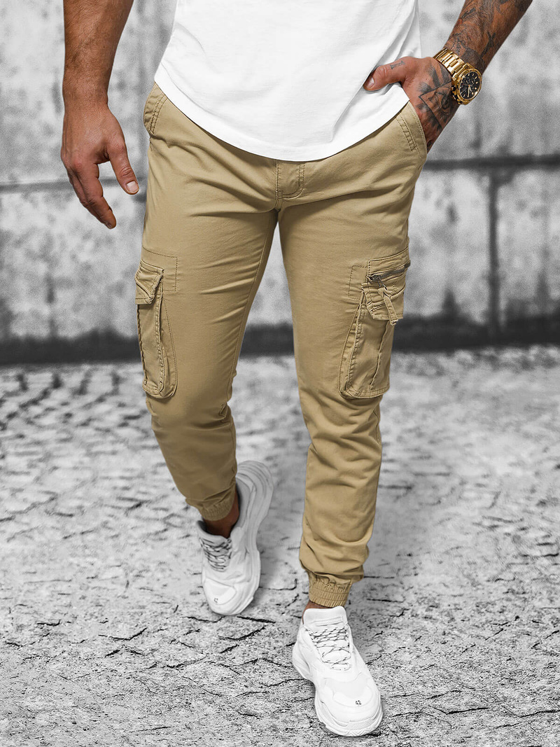 Férfi nadrág chino jogger bézs OZONEE NB/MP0201K