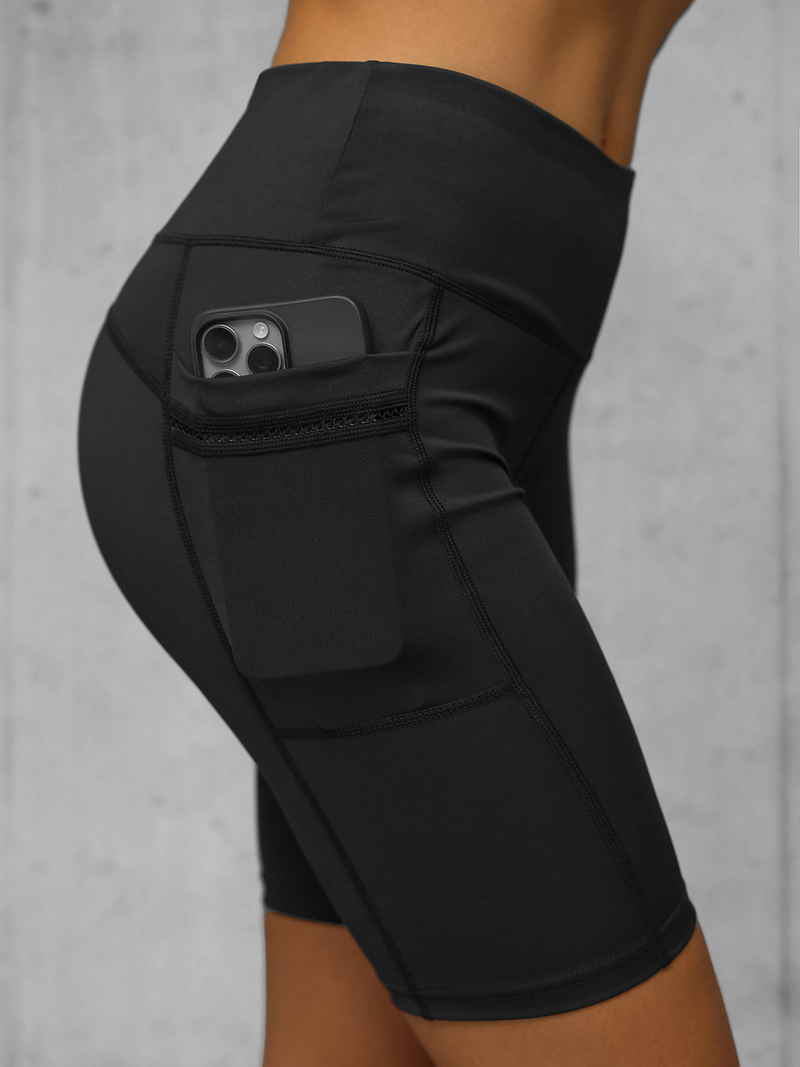 Rövid női leggings fekete OZONEE JS/XY24004S