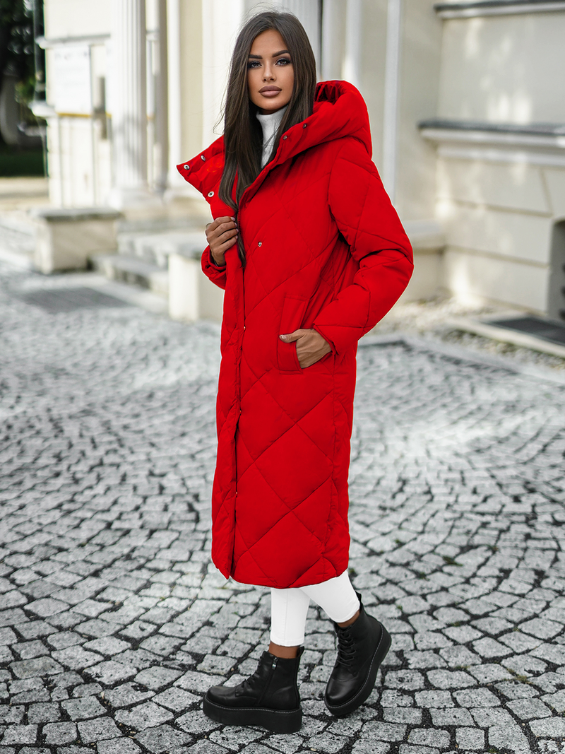 Női téli kabát piros OZONEE JS/5M3173/270Z