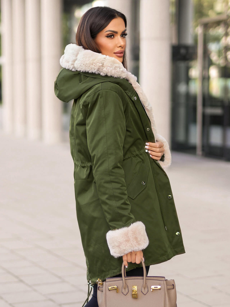 Női téli kabát zöld OZONEE JS/M763/136Z