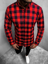 Férfi Ing Piros-fekete OZONEE O/3011/14