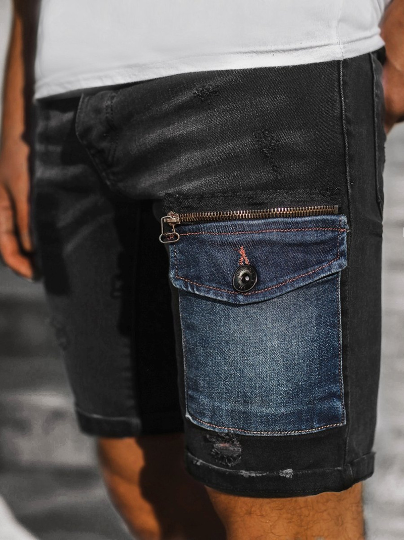 Férfi farmer rövidnadrág Fekete OZONEE G/1071