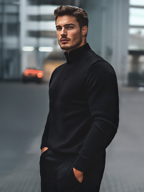 Férfi Pulóver Fekete OZONEE NB/MM6007/4Z