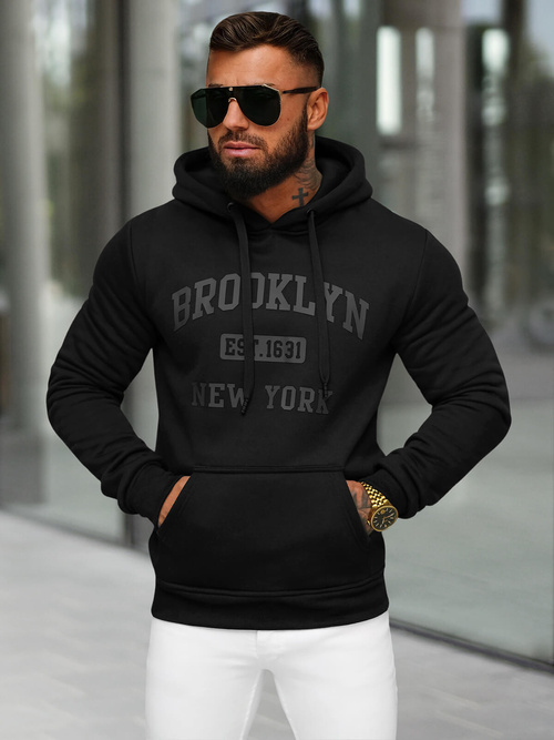 Férfi kapucnis felső fekete OZONEE JS/8B1350/3