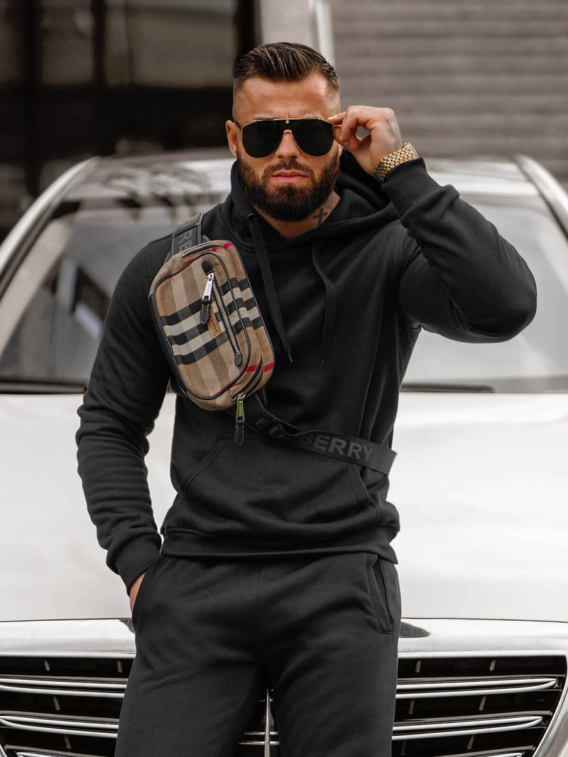 Férfi melegítő együttes Fekete OZONEE JS/68C10381/3Z