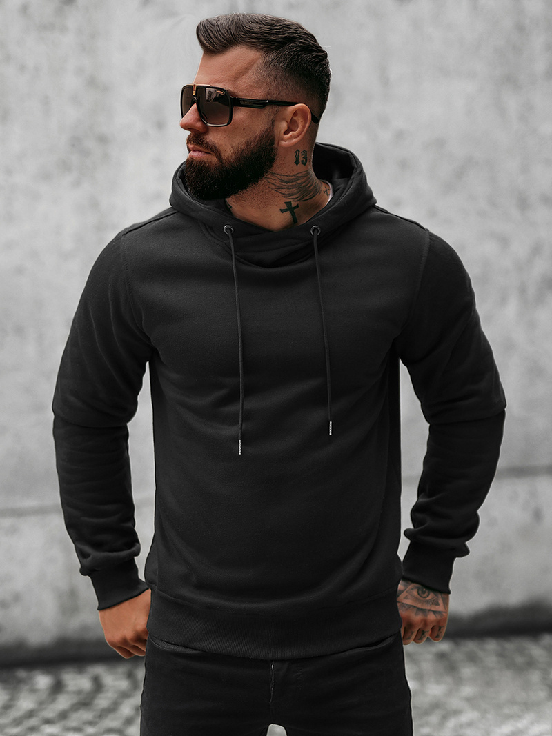 Férfi Kapucnis Pulóver Fekete OZONEE O/8B156/3