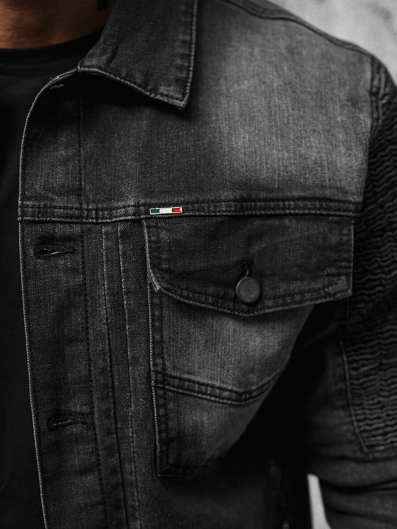 Férfi Farmer Dzseki Fekete OZONEE NB/MJ521N