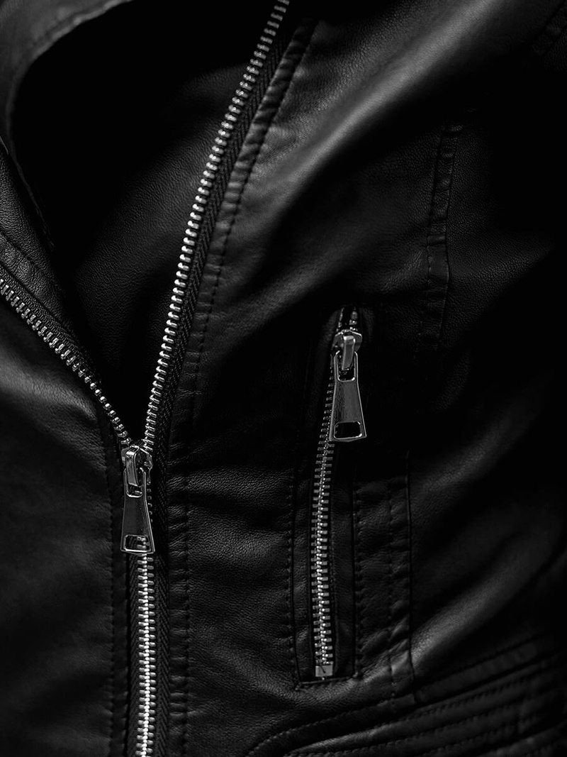 Női Bőrdzseki Fekete OZONEE JS/11Z8028