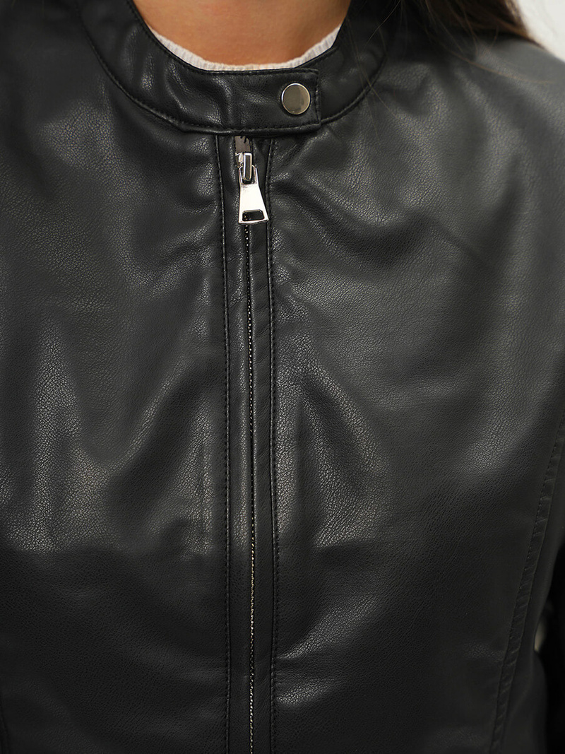 Női Bőrdzseki Fekete OZONEE JS/11Z8008