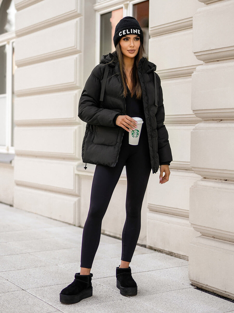 Női téli kabát fekete OZONEE JS/5M3251/392Z