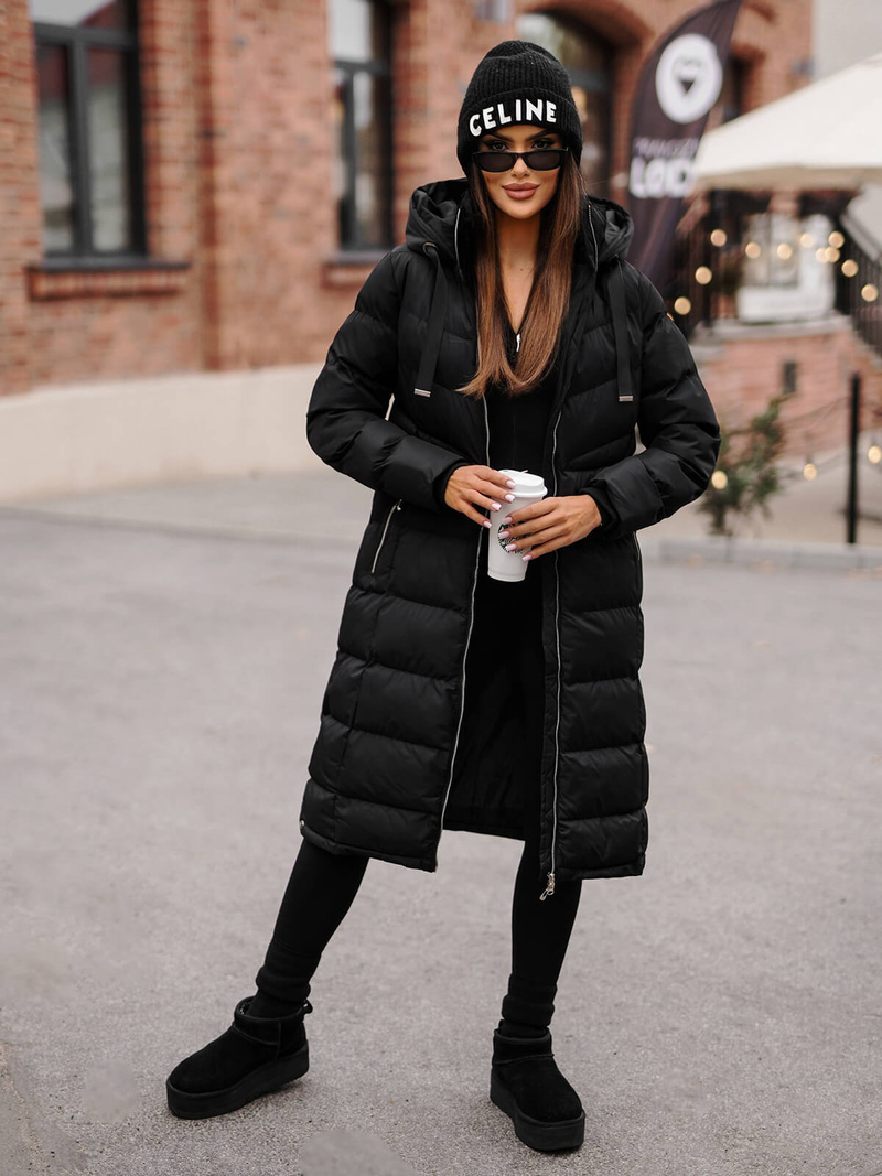 Női téli kabát fekete OZONEE JS/M736/392Z